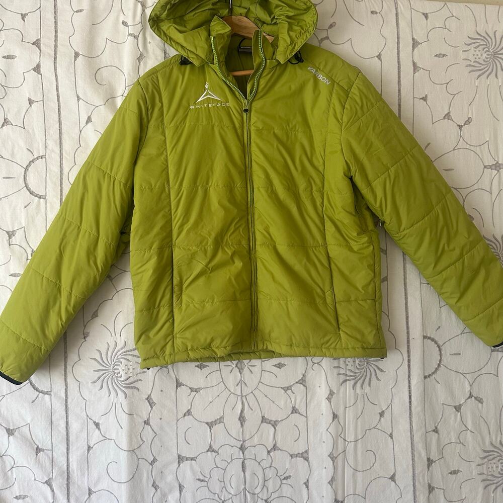 Karbon Whiteface Lime Green Hooded Puffer Ski Jacket M